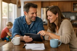 co parenting parents using a shared app to manage digital safety