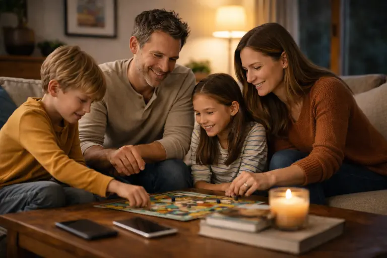 family spending quality time together with devices set aside