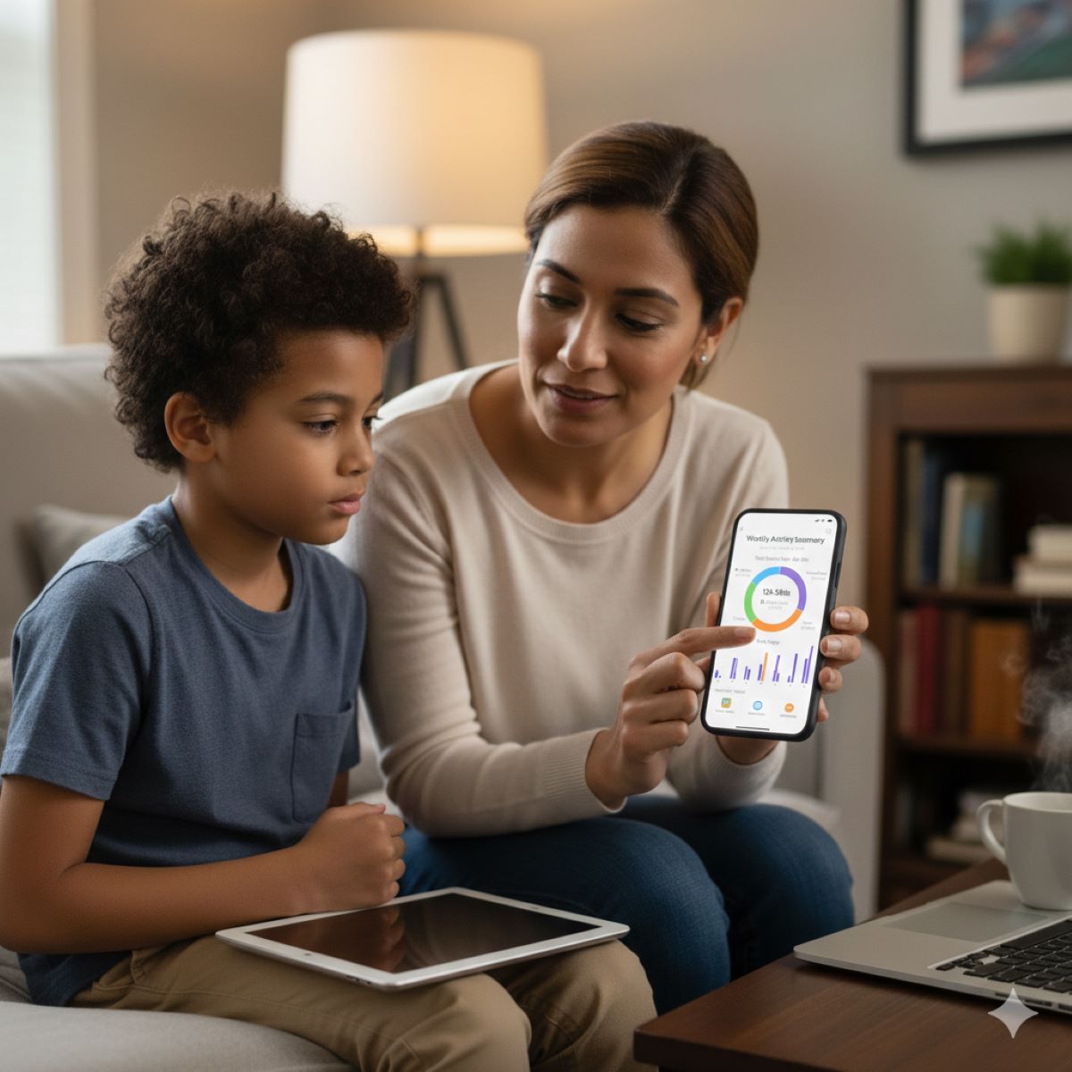 parent discussing screen use with child calmly